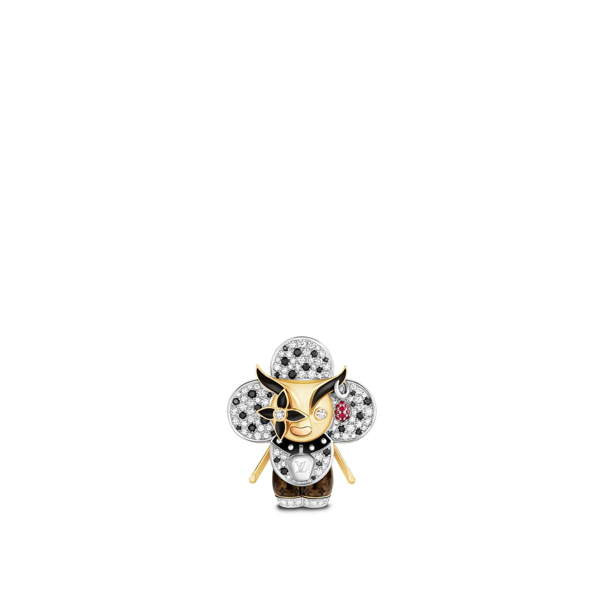 Vivienne Ox Pendant, 3 Golds, Lacquer, Diamonds & Colored Gemstones