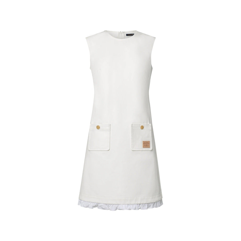 Ruffle Trim Denim Dress