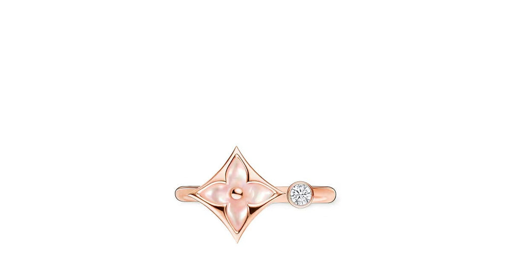 Color Blossom Mini Star Ring, Pink Gold, Pink Mother-of-Pearl and Diamond