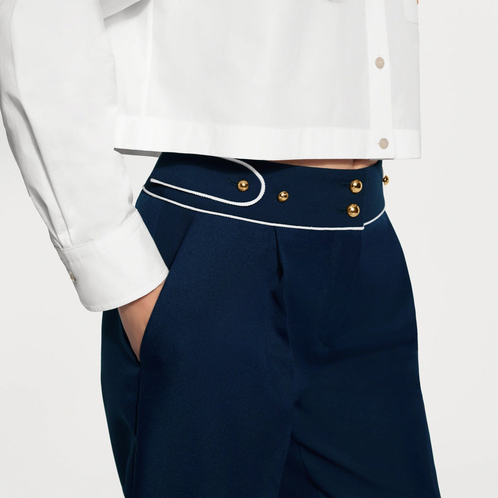 Contrast Accent Tailored Pants