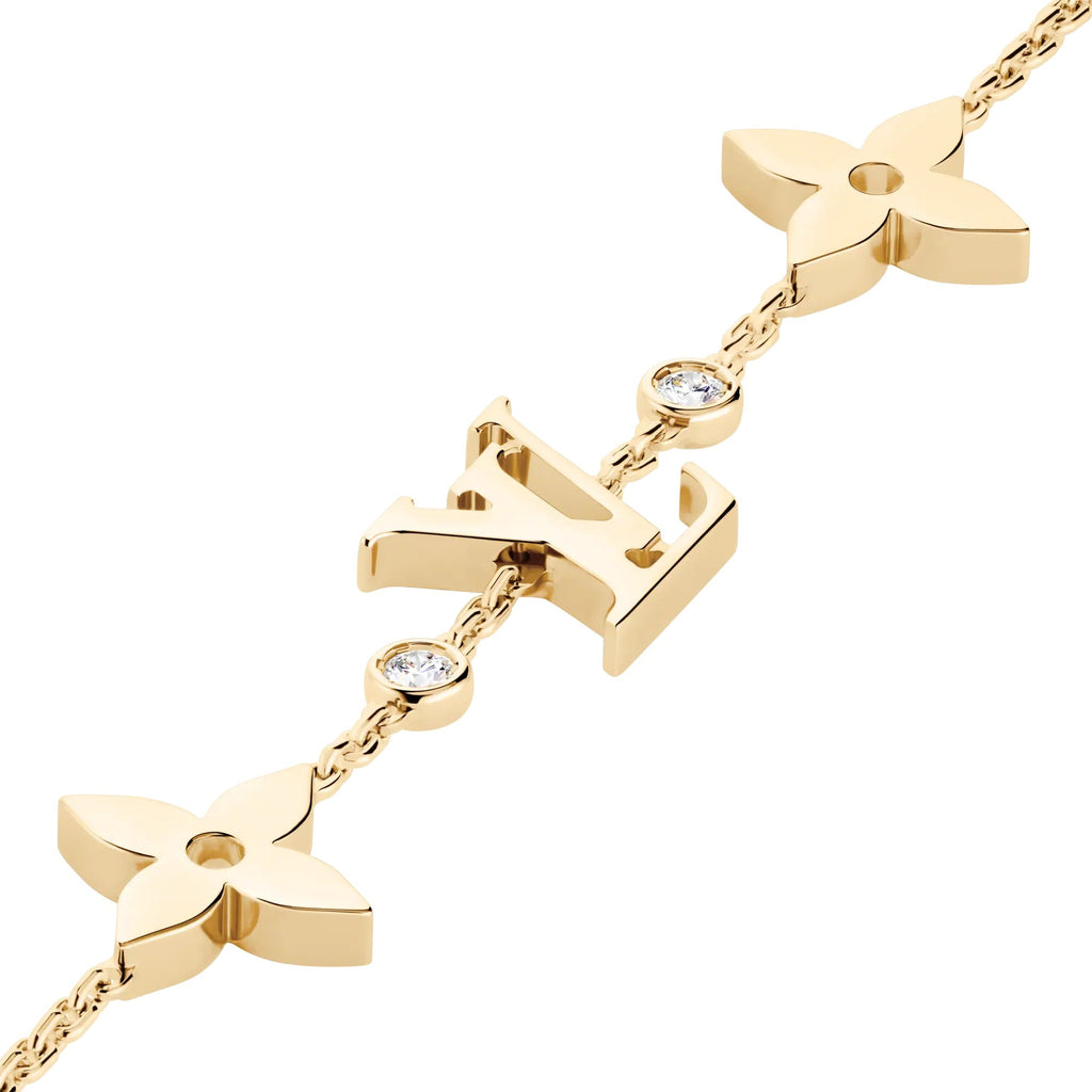 Idylle Blossom Monogram Bracelet, Yellow Gold and Diamonds