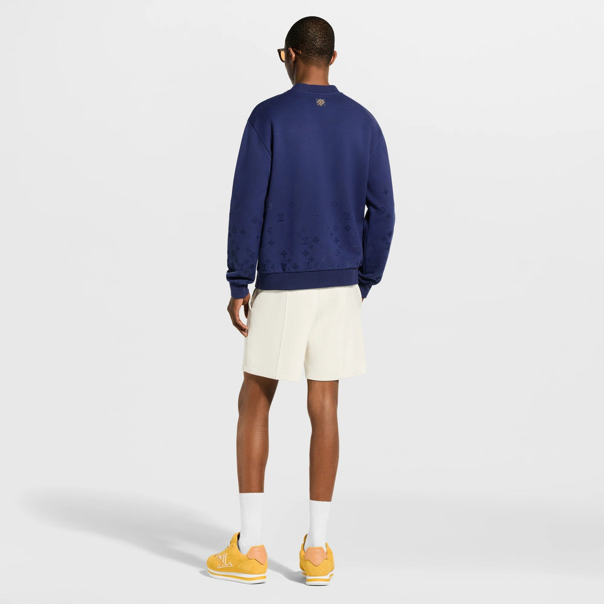 Gradient Signature Flock Print Long-Sleeved Crewneck