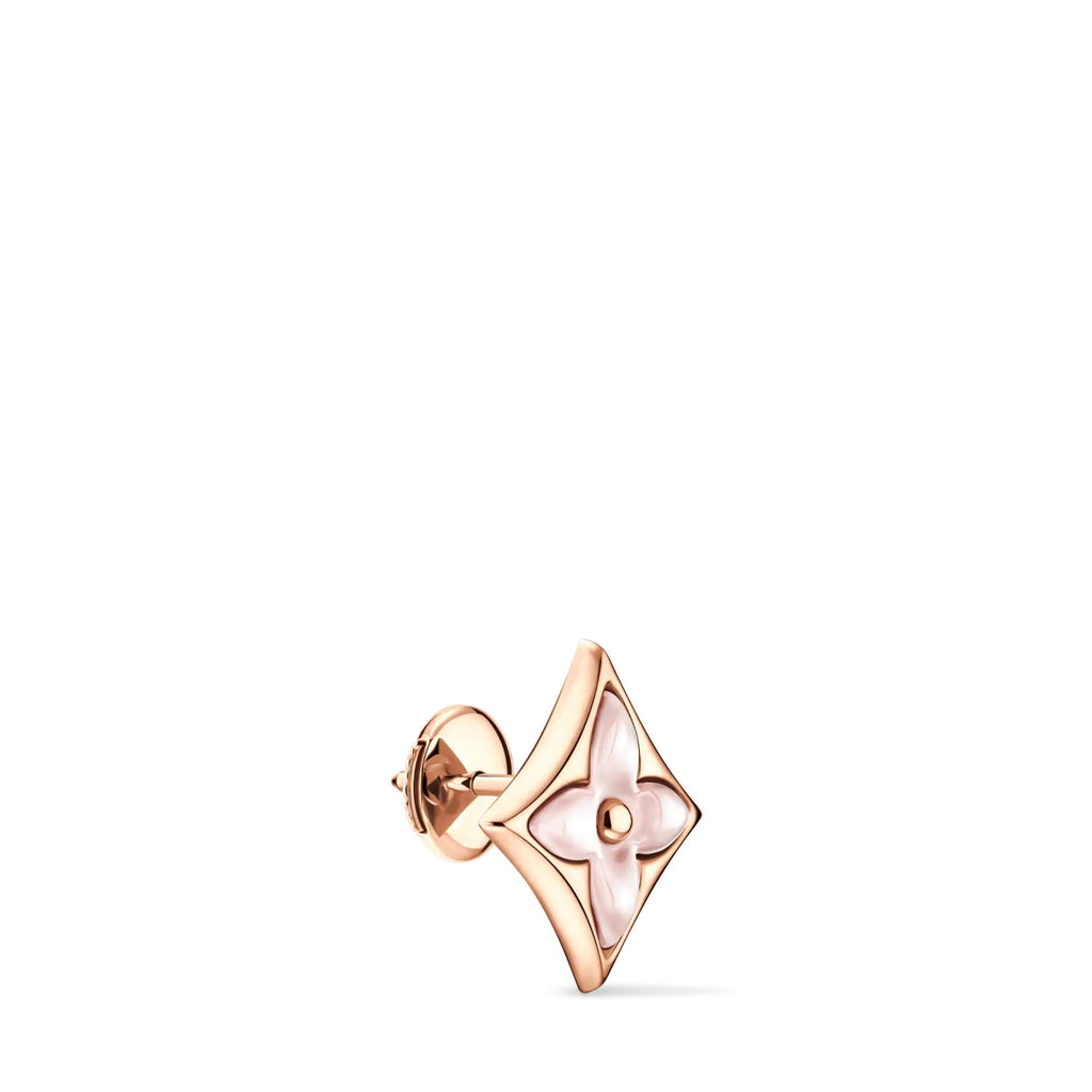 Color Blossom BB Star Ear Stud, Pink Gold and Pink Mother-of-Pearl - Per Unit