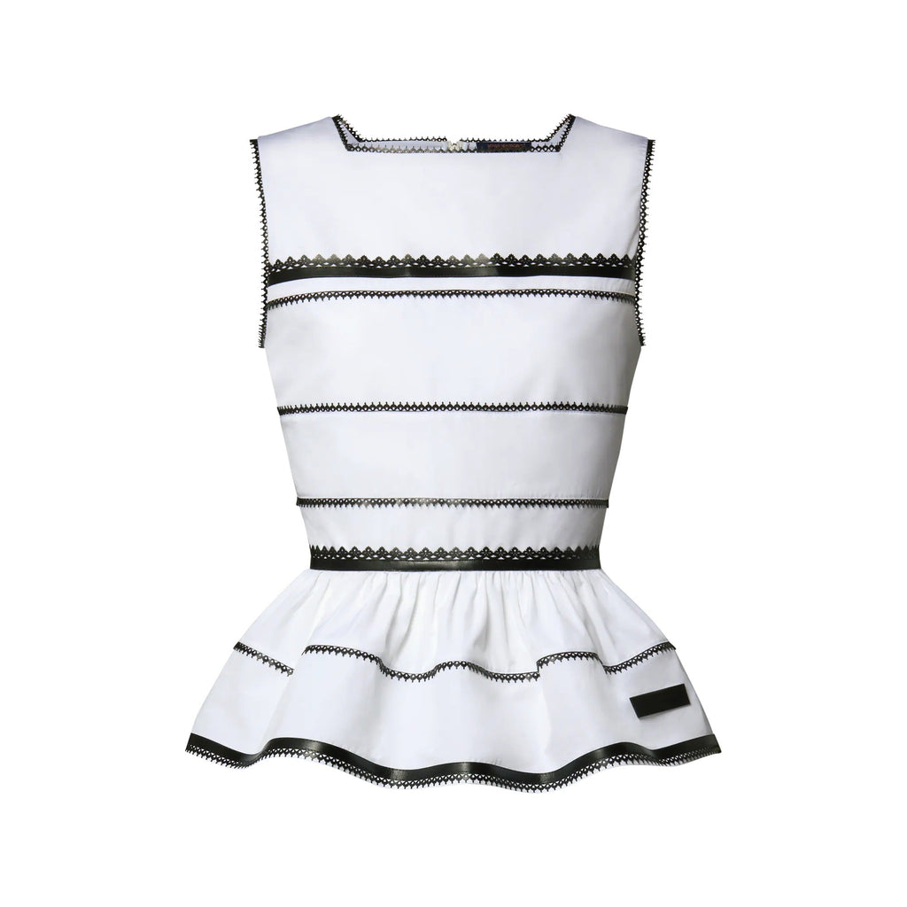 Graphic Lace Accent Peplum Top