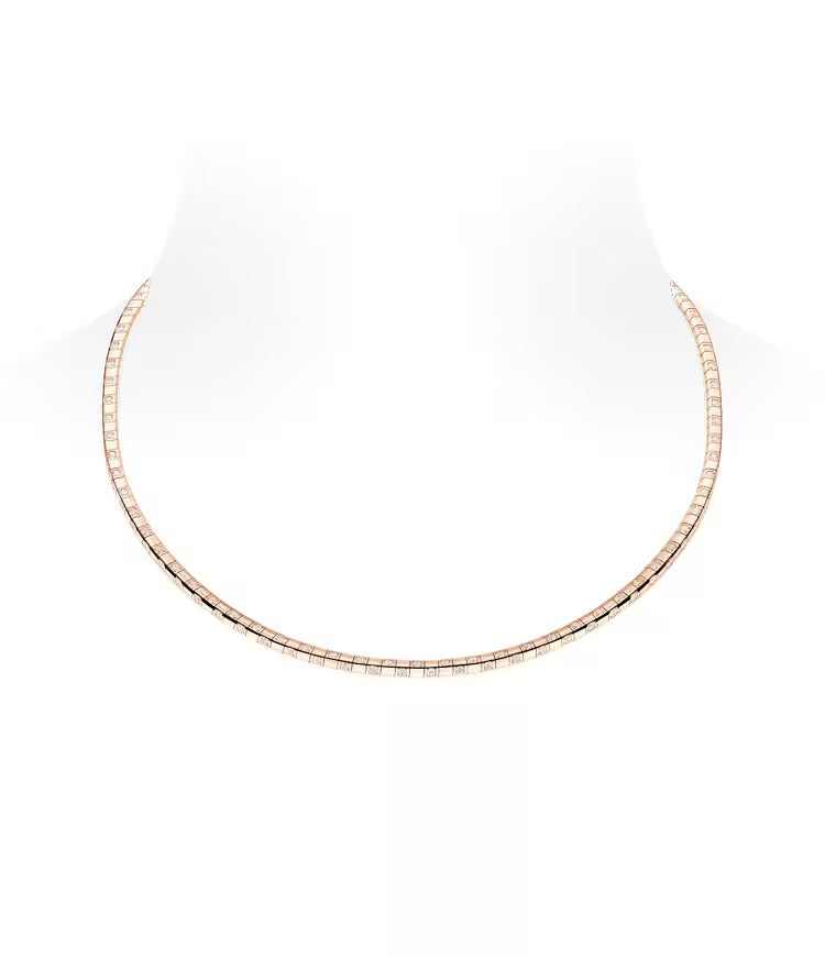 Le Damier de Louis Vuitton Small Necklace, Rose Gold and Diamonds