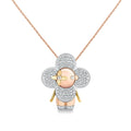 Vivienne large pendant, 3 golds & diamonds pavage