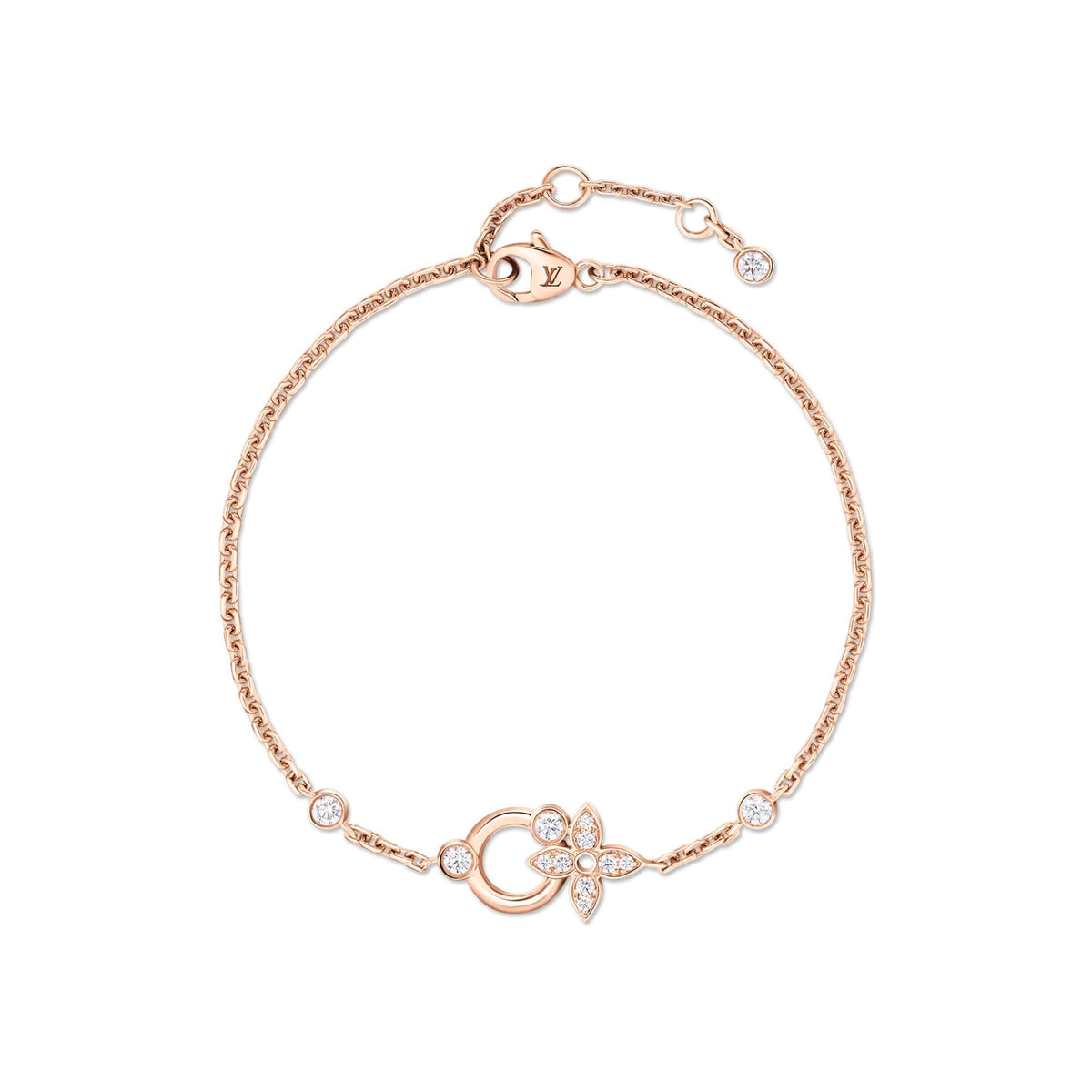 Idylle Blossom Bracelet, Pink Gold and Diamonds