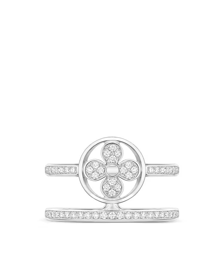 Idylle Blossom Two-Row Ring, White Gold And Diamonds
