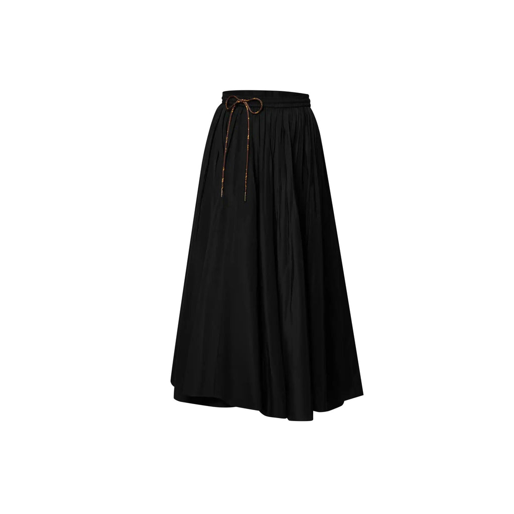 Drawstring Plissé Skirt