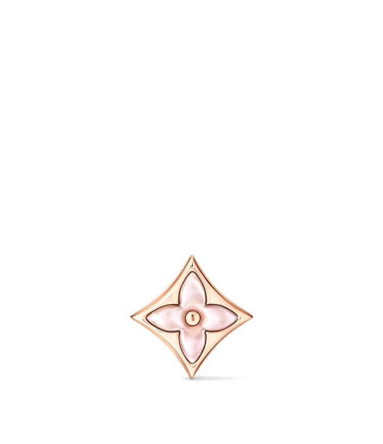 Color Blossom BB Star Ear Stud, Pink Gold and Pink Mother-of-Pearl - Per Unit