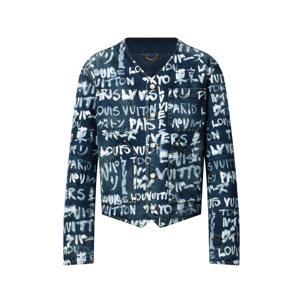 Denim Collarless Jacket