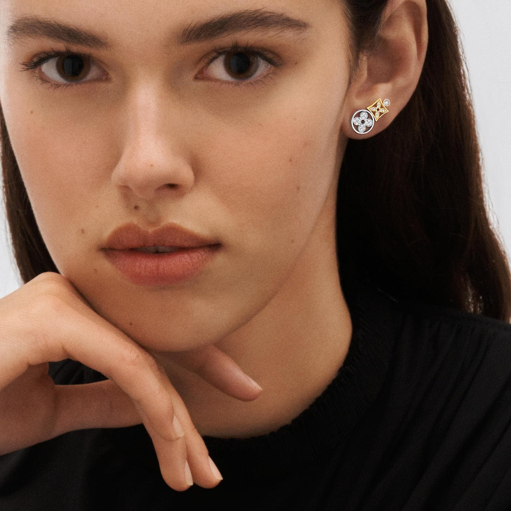 Idylle Blossom Studs, 3 Golds And Diamonds