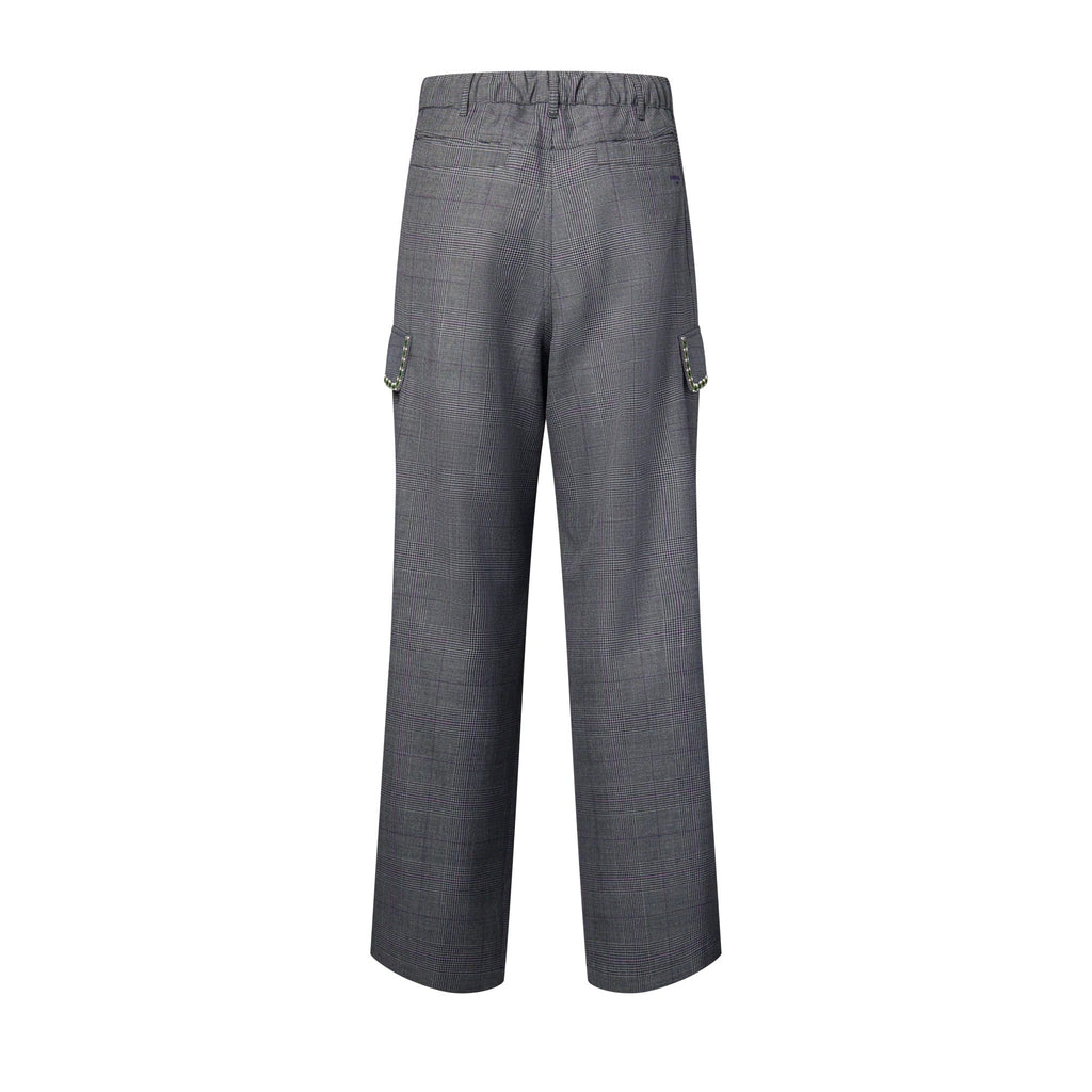 Check Embroidered Cargo Pants