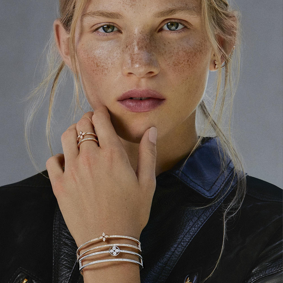 Idylle Blossom Two-Row Bracelet, Pink Gold And Diamonds