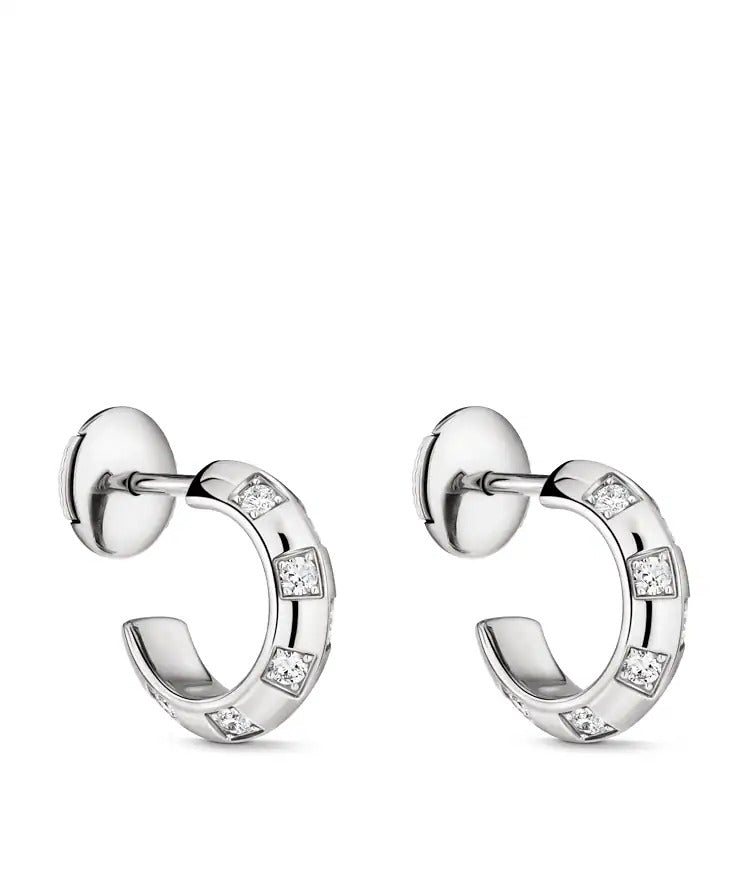 Le Damier de Louis Vuitton Small Hoops, White Gold and Diamonds