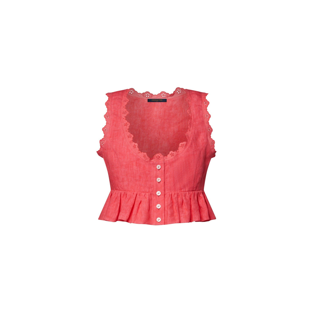 Broderie Trim Peplum Crop Top
