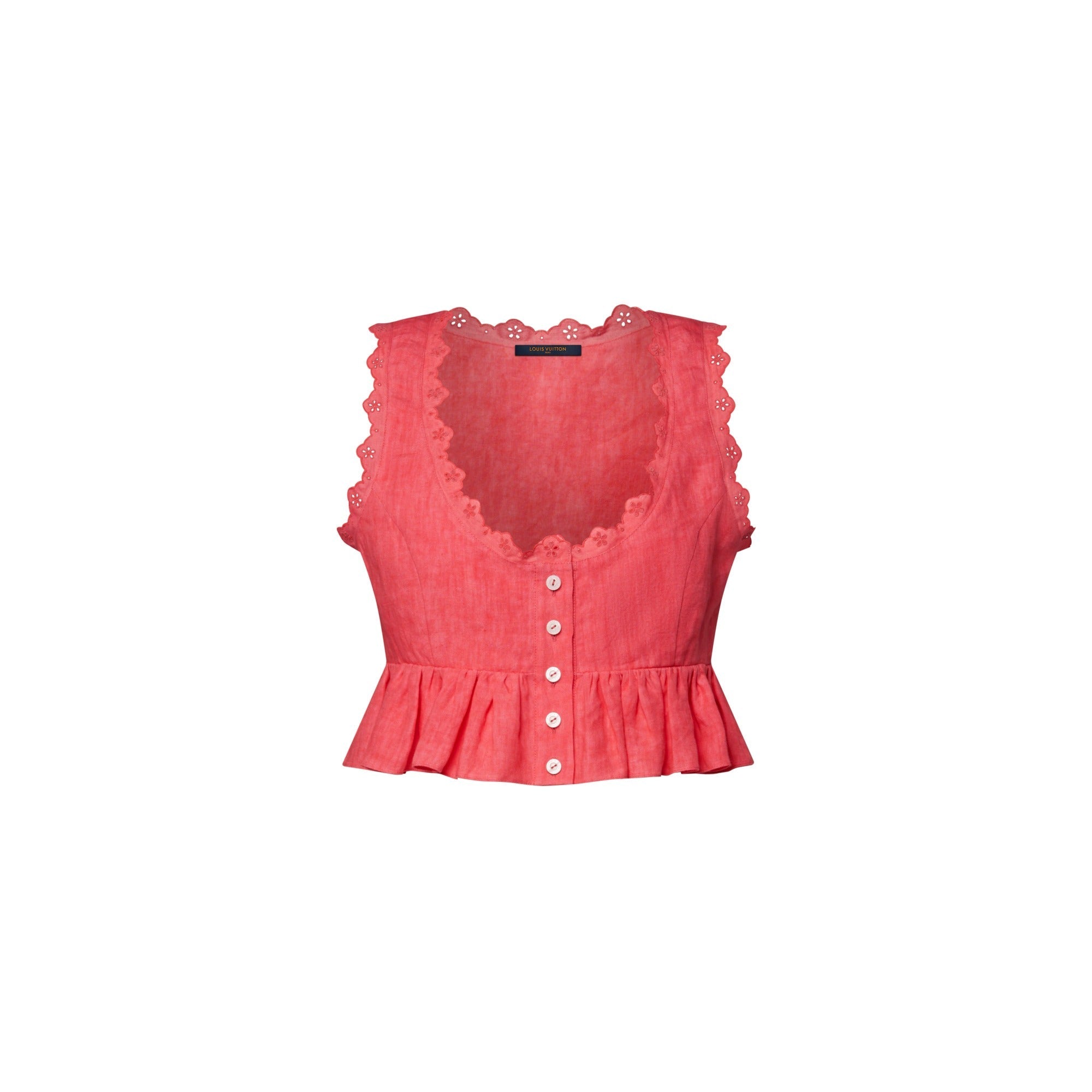 Broderie Trim Peplum Crop Top
