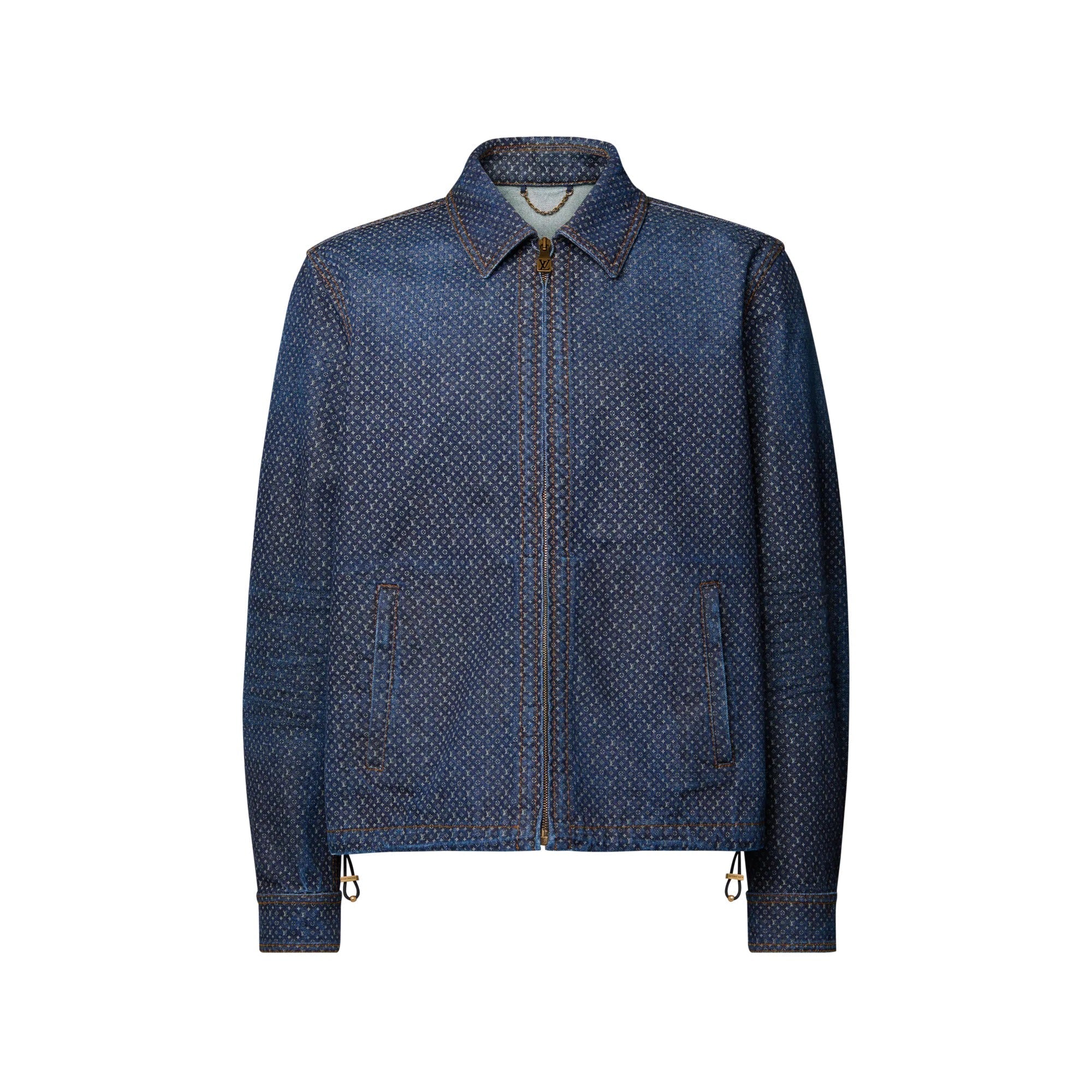 Reflective Nanogram Zippered Denim Jacket