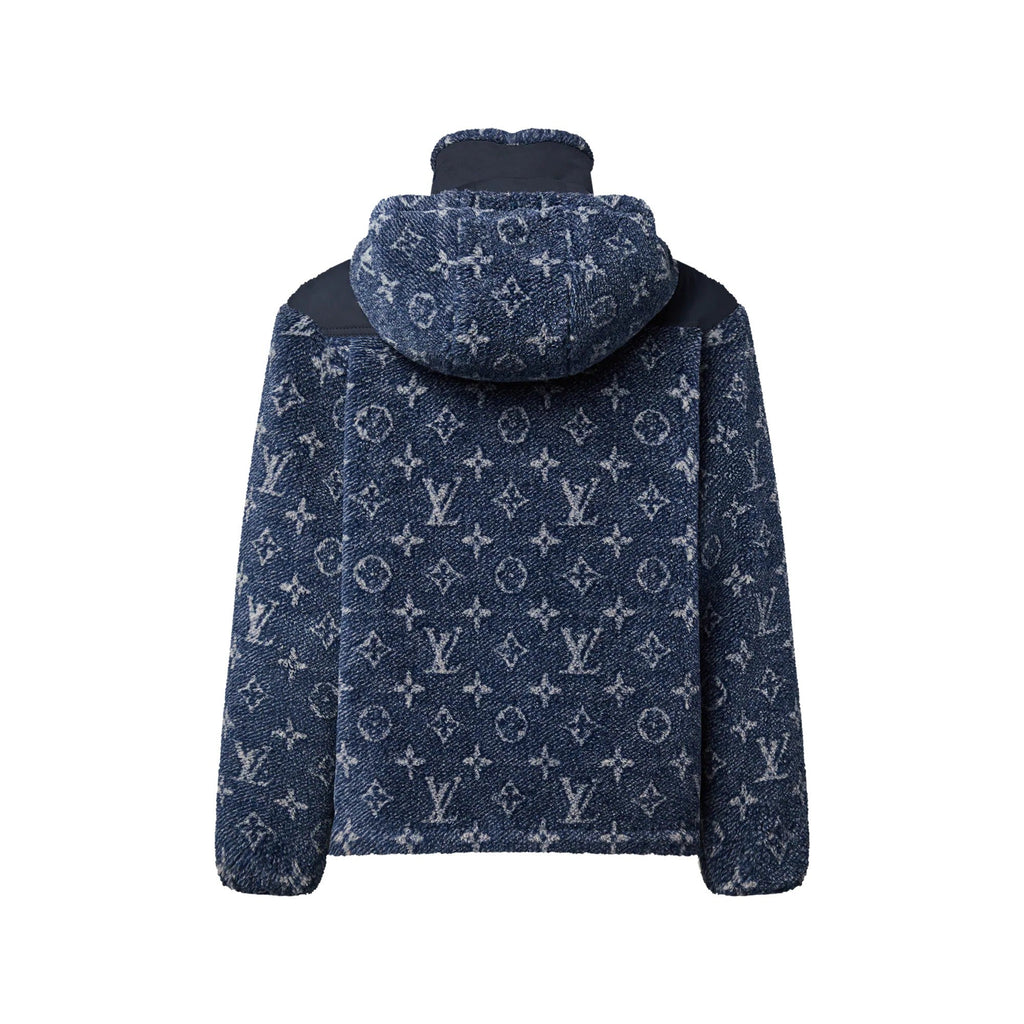 Denim-Effect Monogram Fleece Jacket