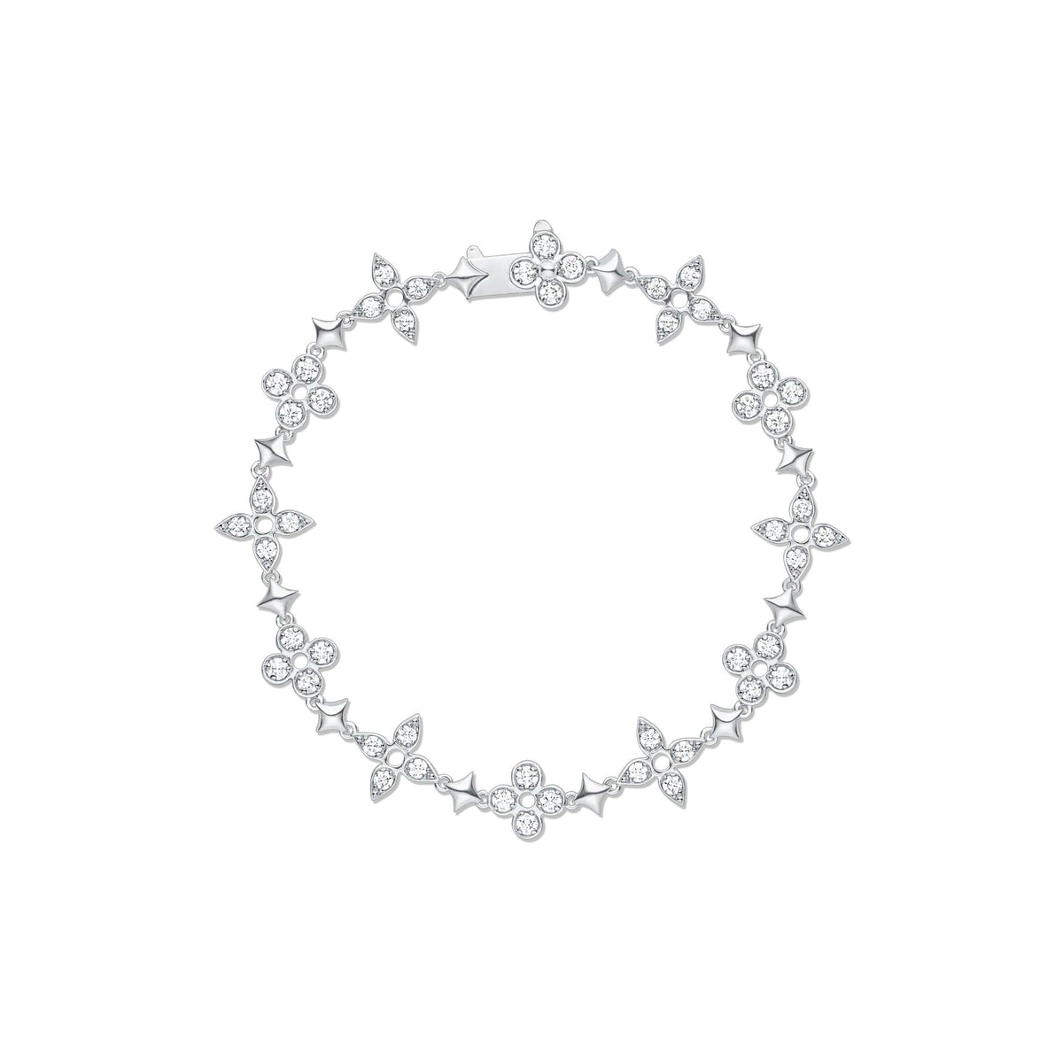 Dentelle One Row Bracelet, White Gold And Diamonds