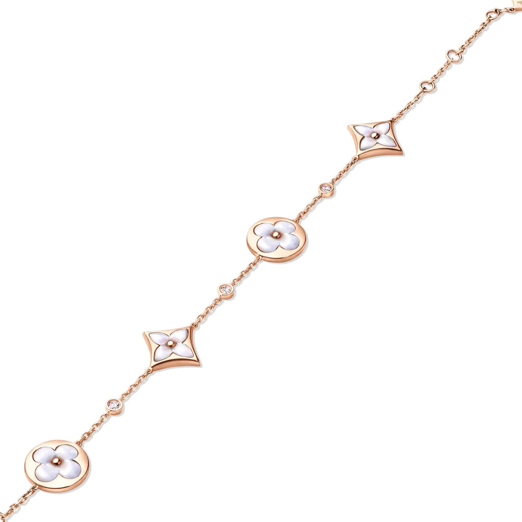 Color Blossom BB Star and Sun Multi-Motif Bracelet, Pink Gold, White Mother-of-Pearl and Diamonds