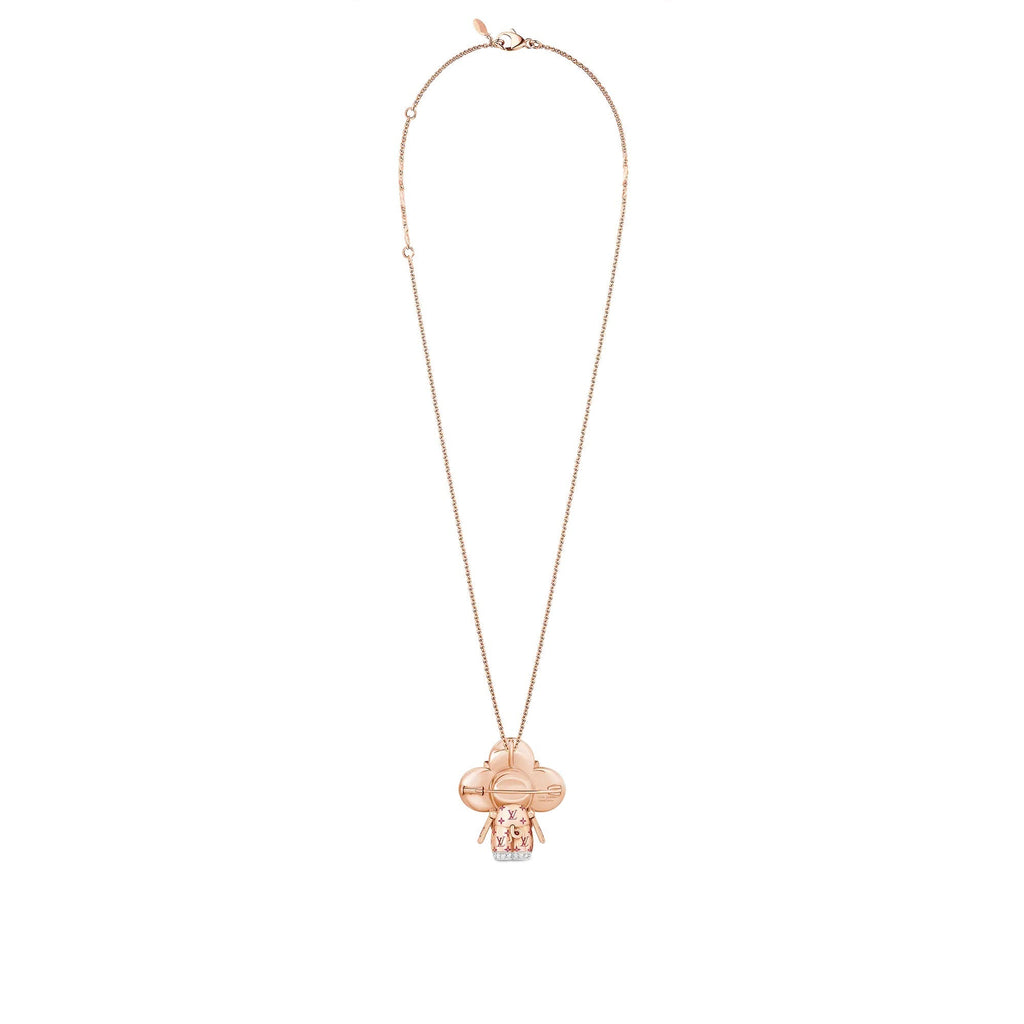 Vivienne Pig Pendant, Pink Gold, Lacquer, Diamonds & Colored Gemstones