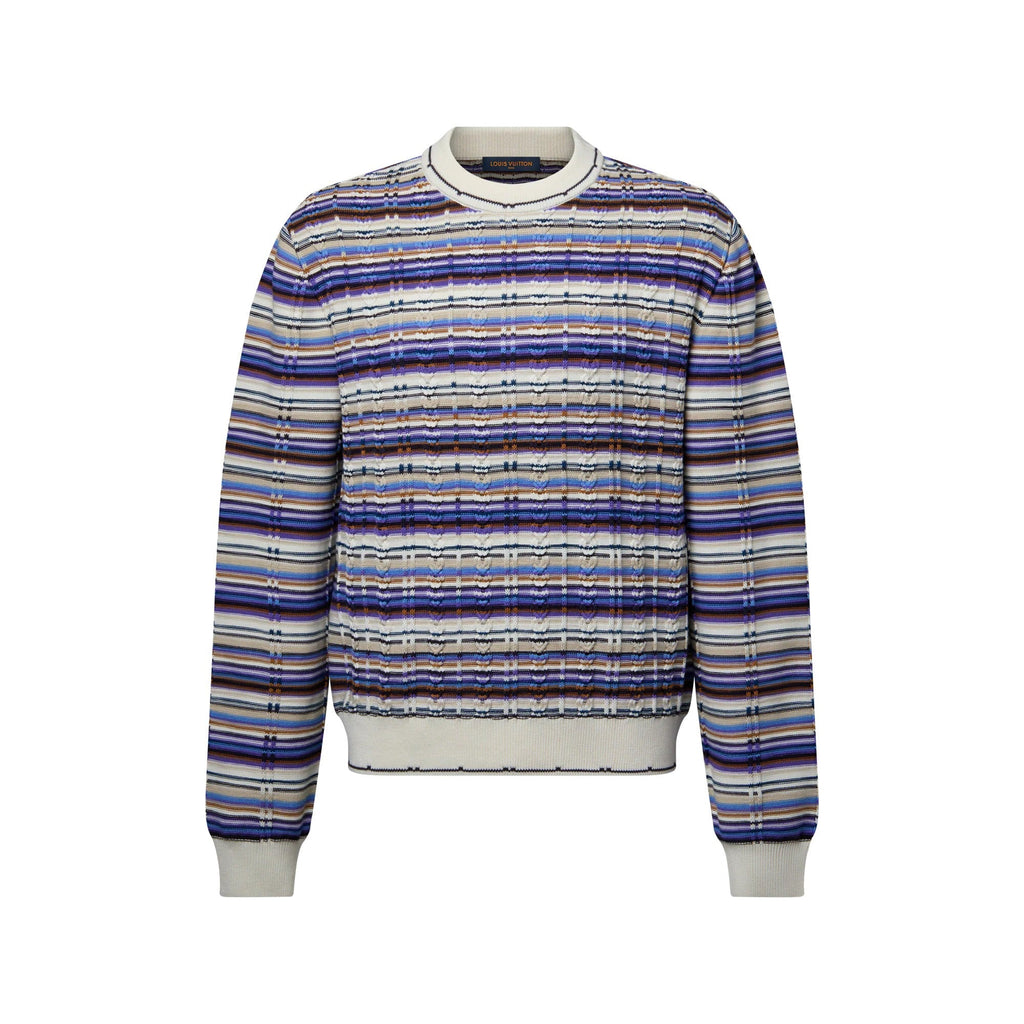 Striped Cable-Knit Crewneck