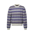Striped Cable-Knit Crewneck
