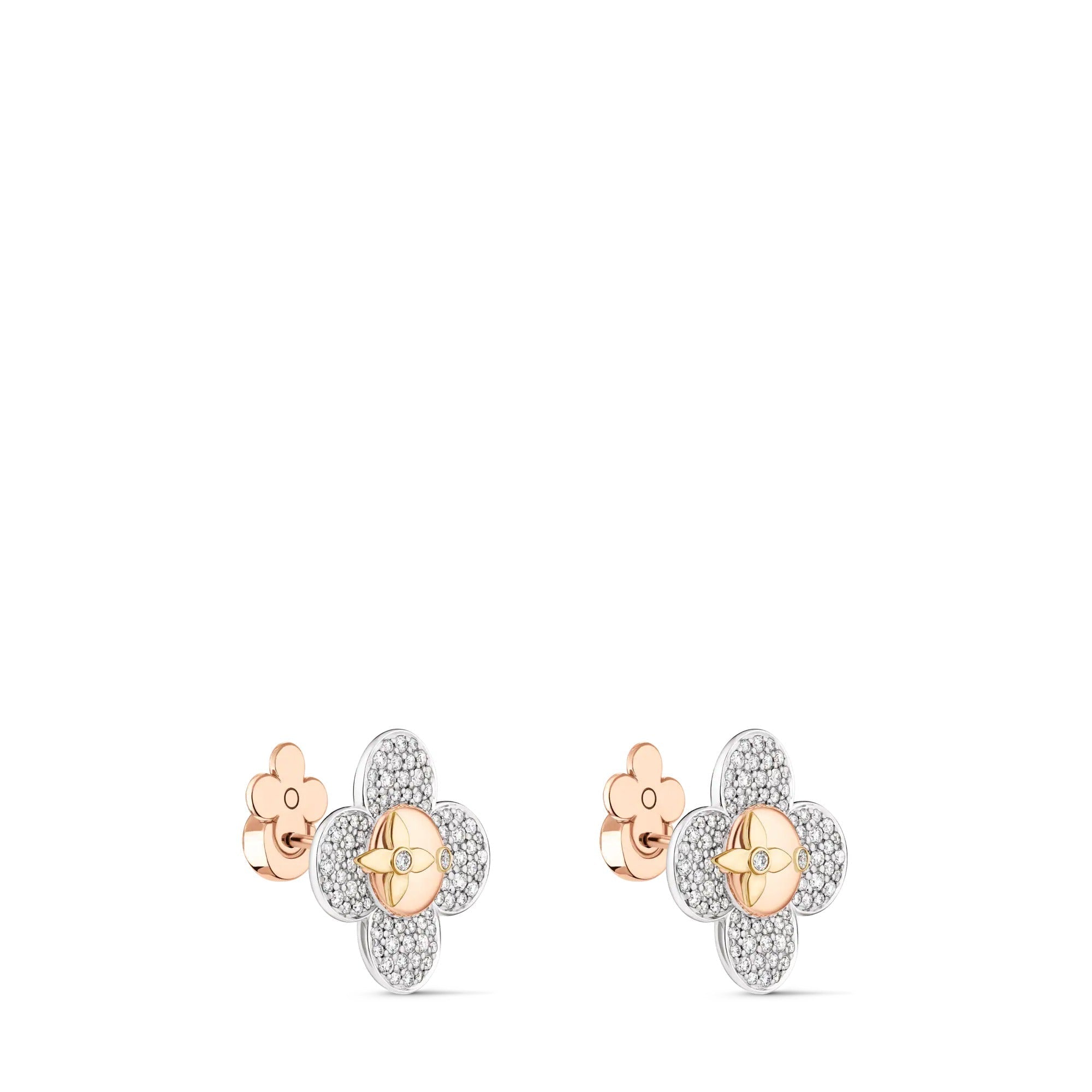 Vivienne Earrings, 3 Golds and Diamonds