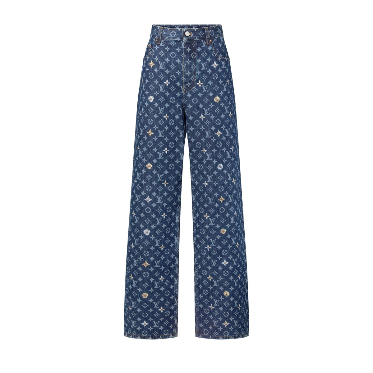 Monogram Embroidered Denim Skate Pants