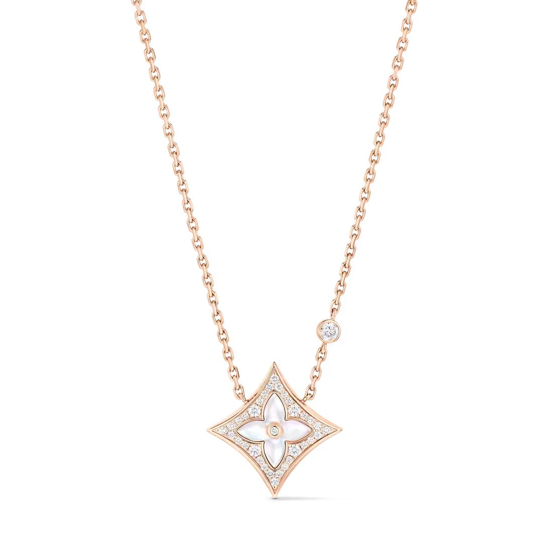Color Blossom M Star Pendant, Pink Gold, White Mother-of-Pearl and Diamonds