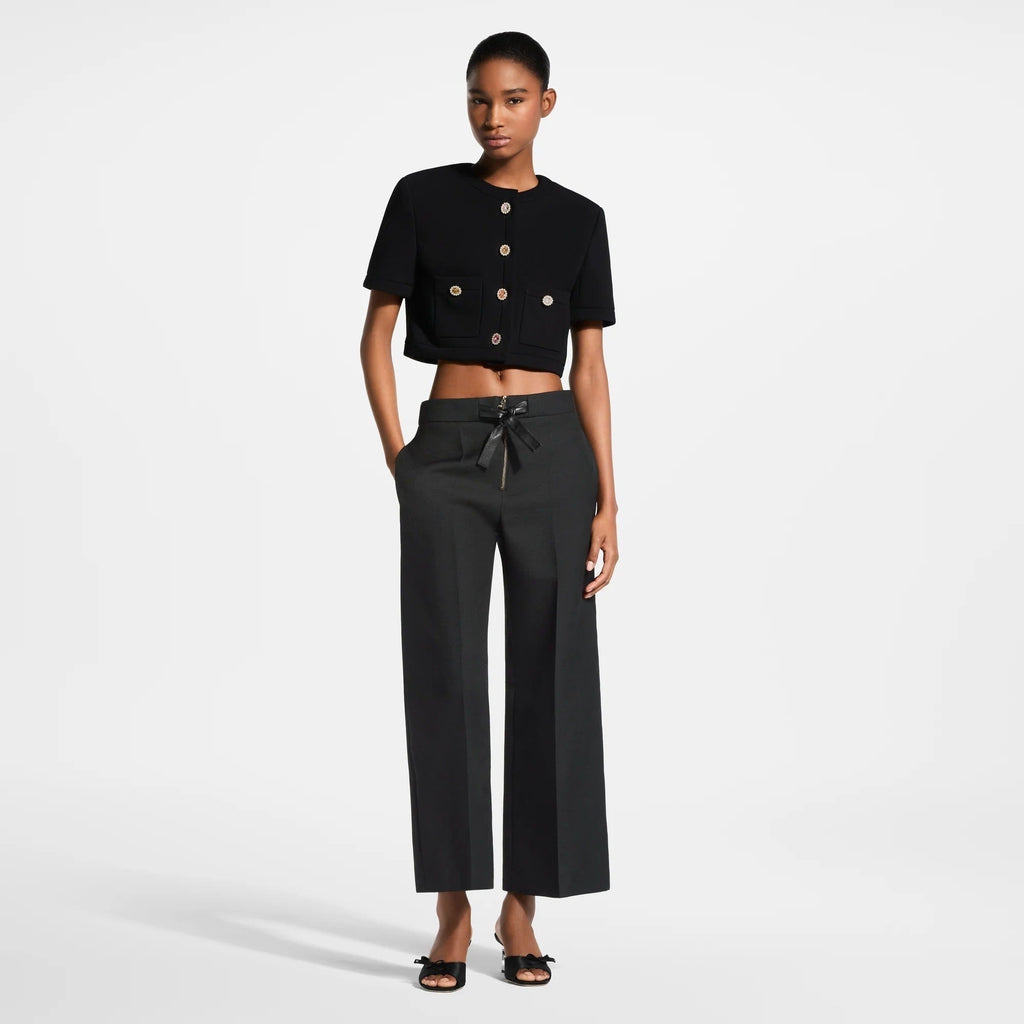 Leather Tie Mikado Pants