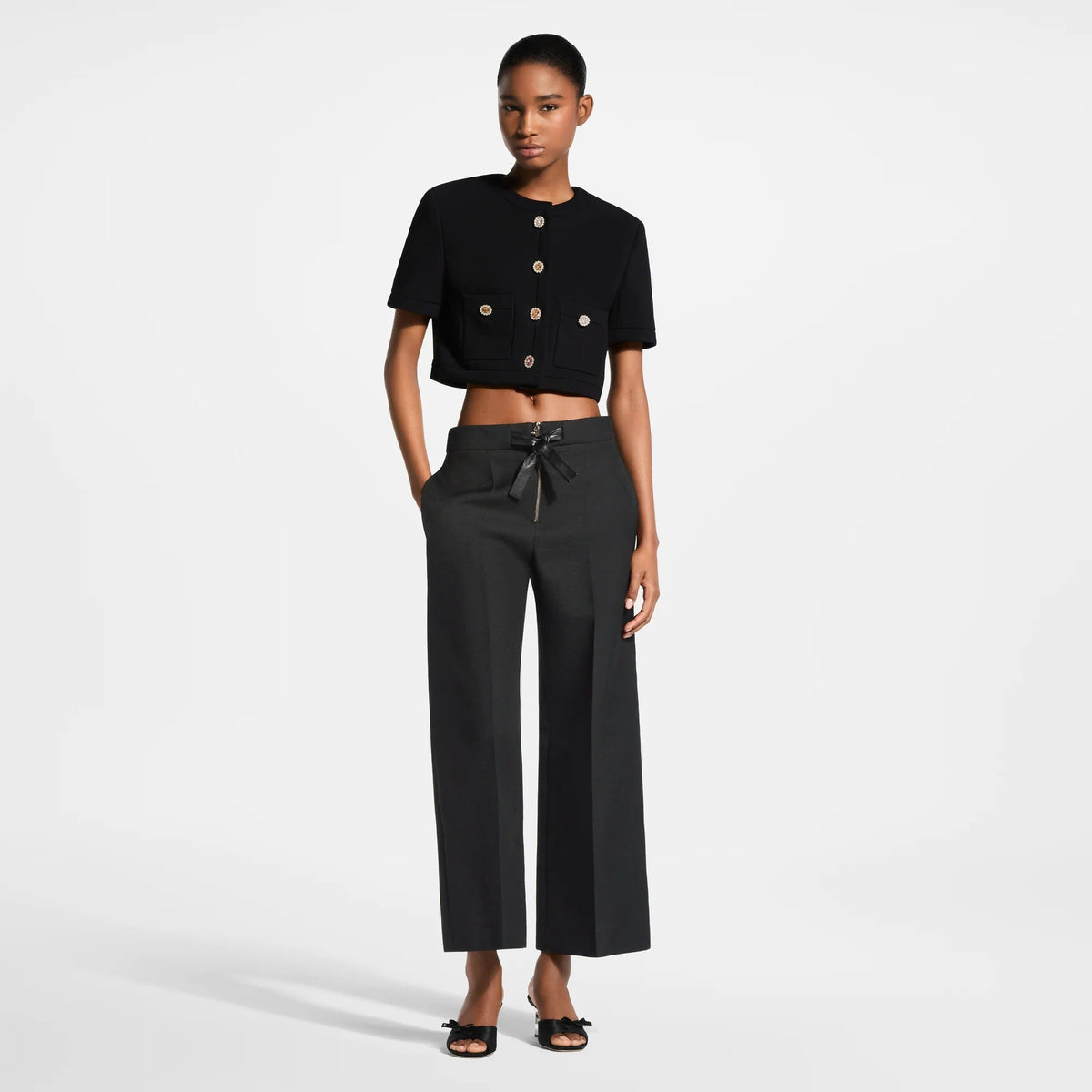 Leather Tie Mikado Pants