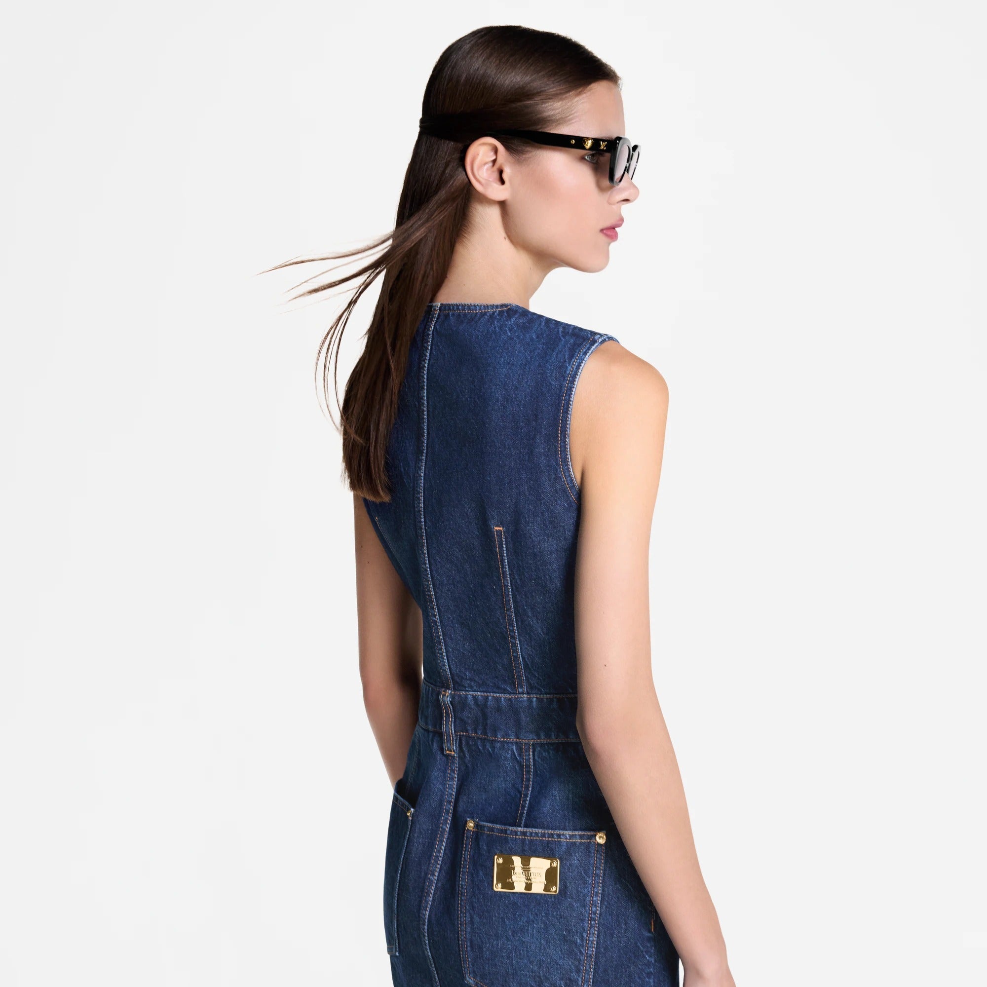 Button Front Washed Denim Dress