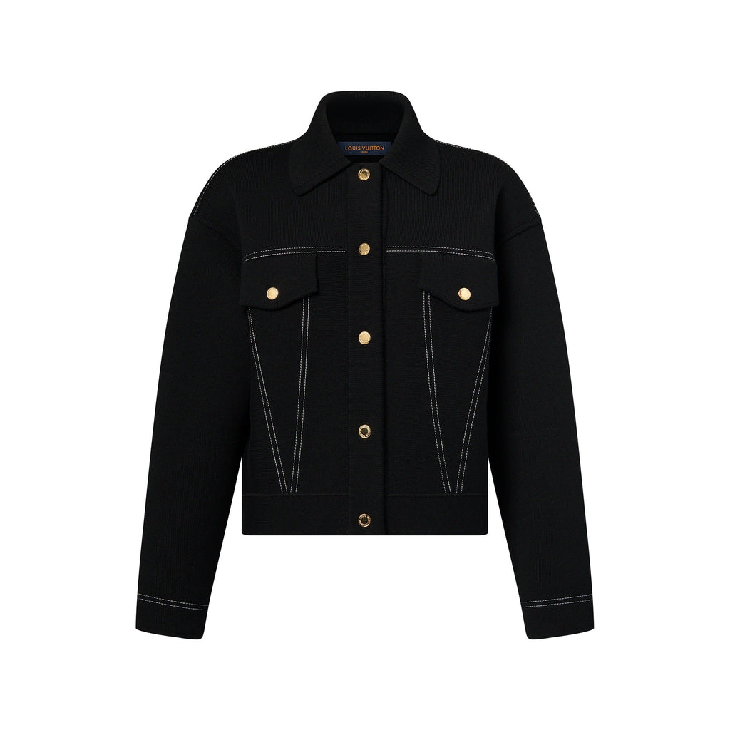 Denim-Effect Knit Jacket