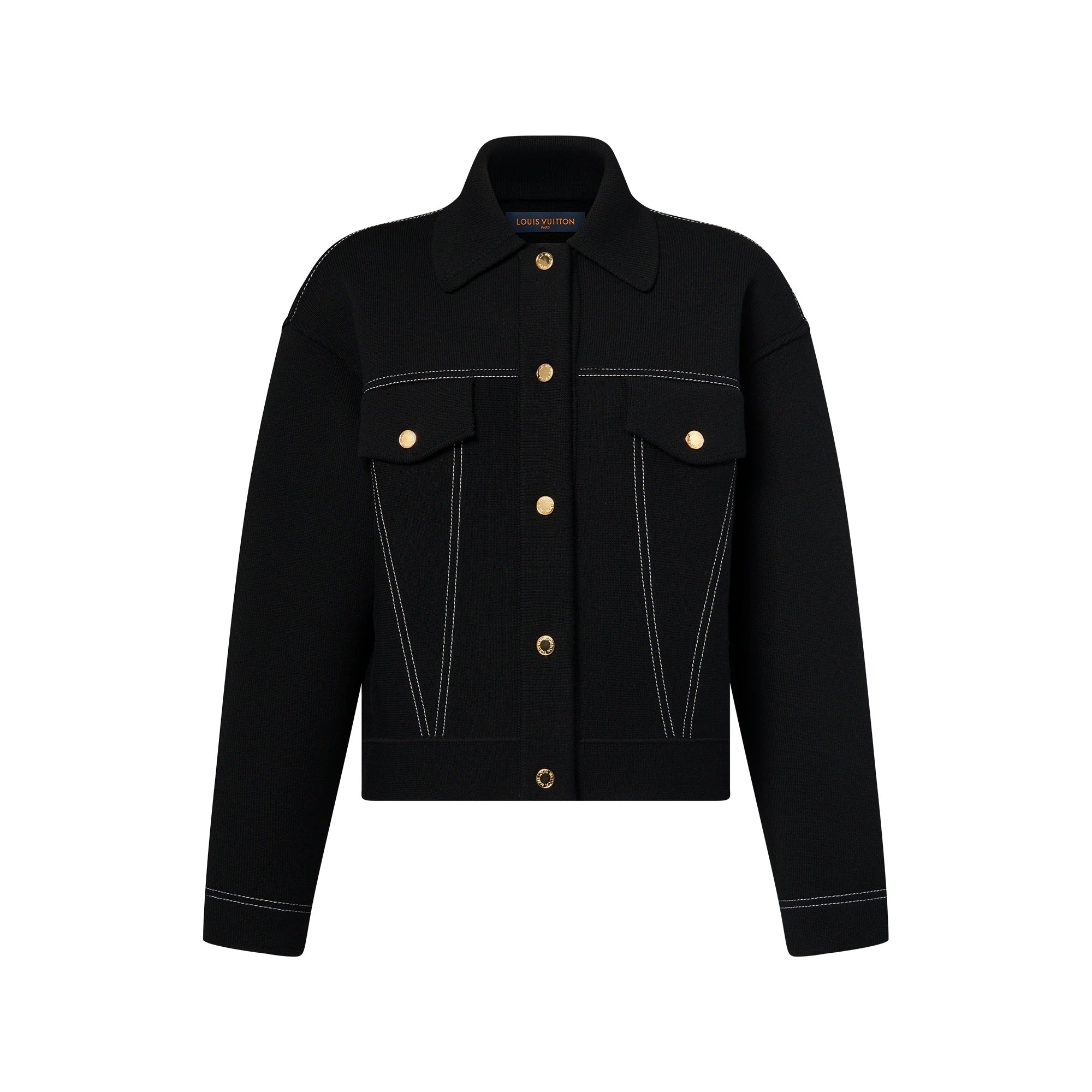 Denim-Effect Knit Jacket