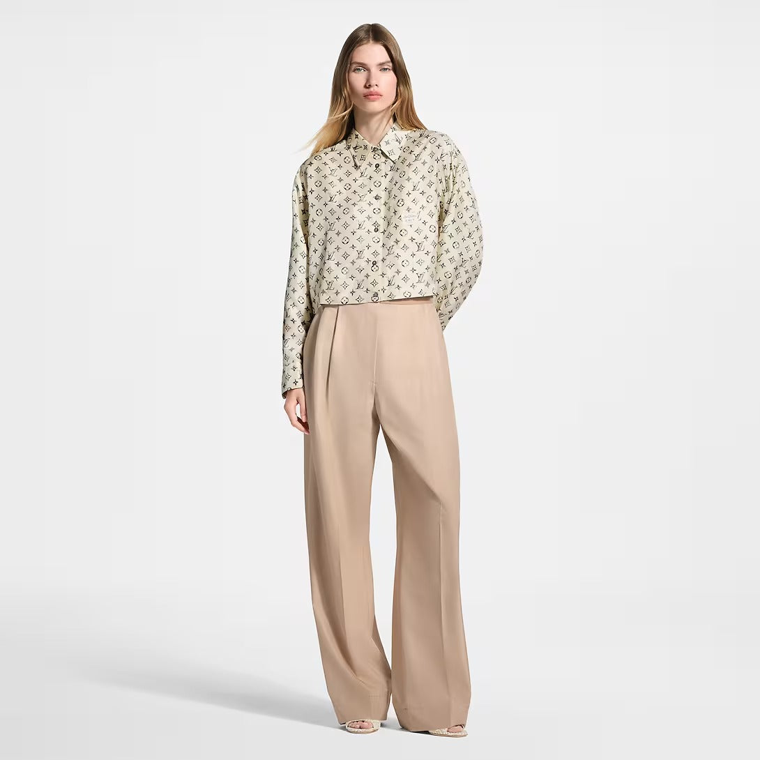 Tailored Wide-Leg Silk Pants