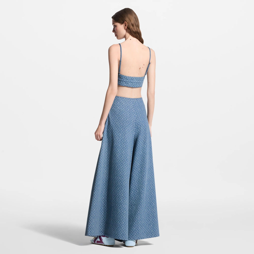 Wide-Leg Monogram Denim Pants