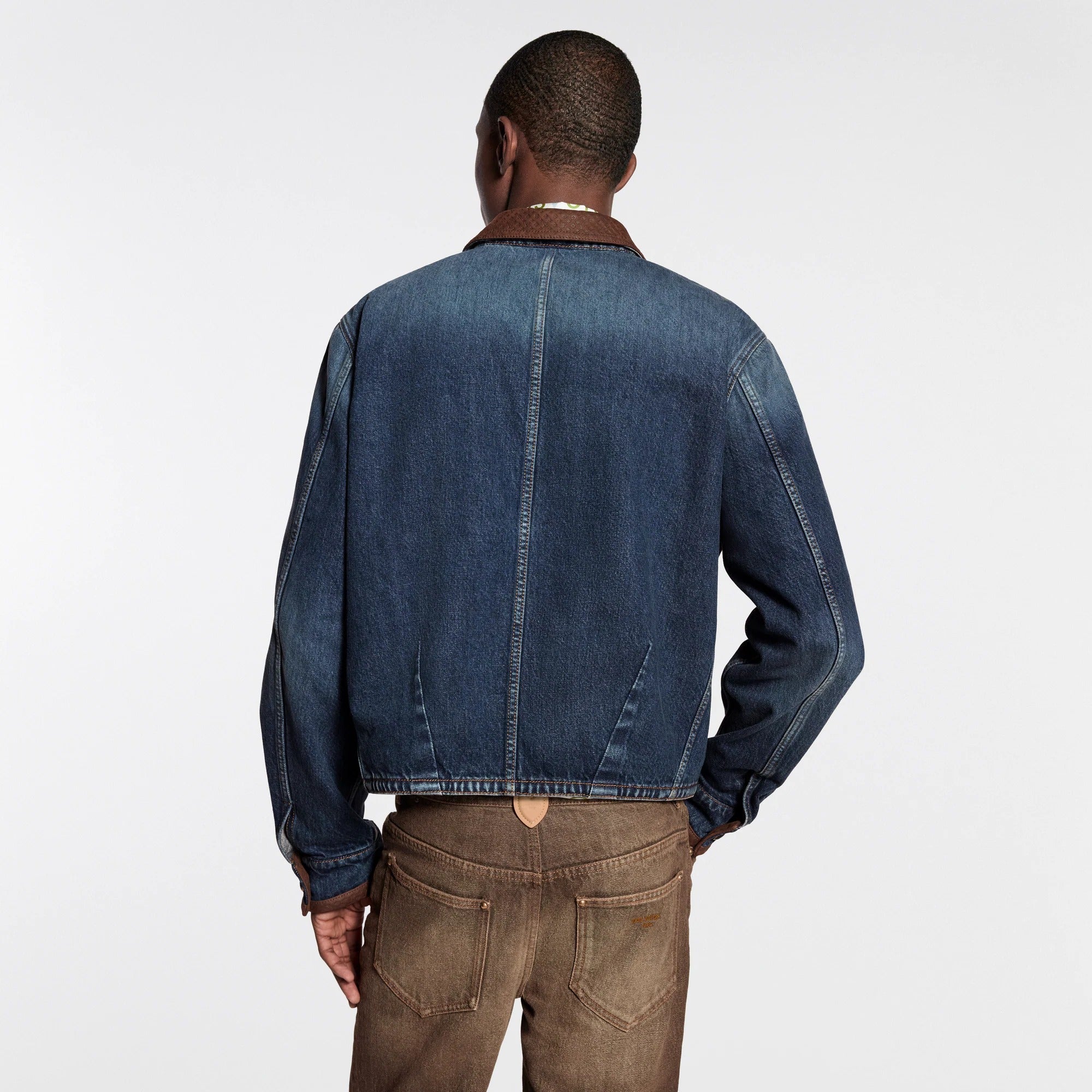 Denim Jacket With Leather Signature Details