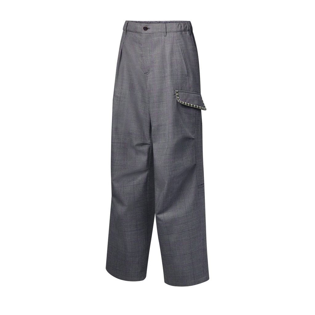 Check Embroidered Cargo Pants