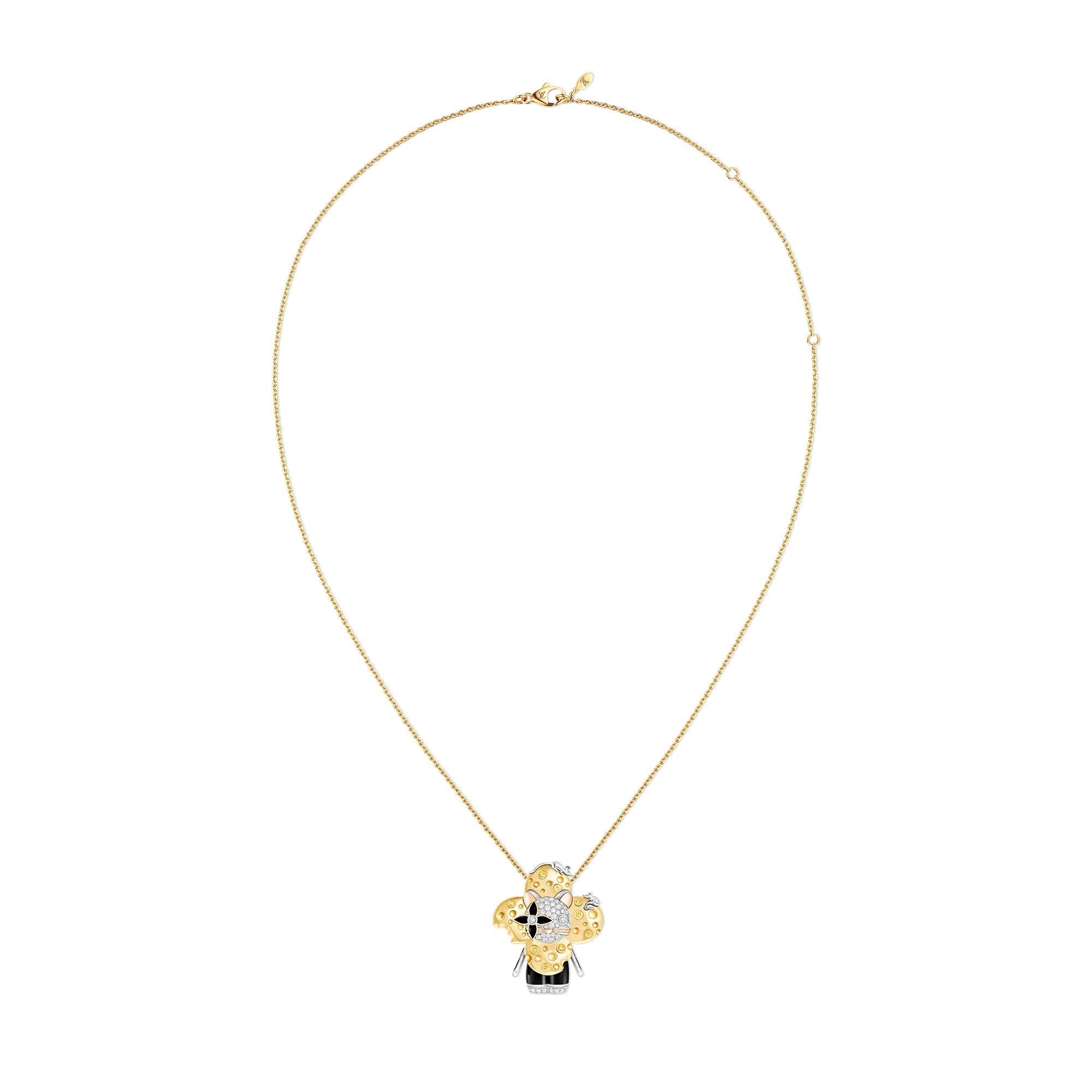 Vivienne Rat Pendant, 3 Golds, Lacquer, Diamonds & Colored Gemstones