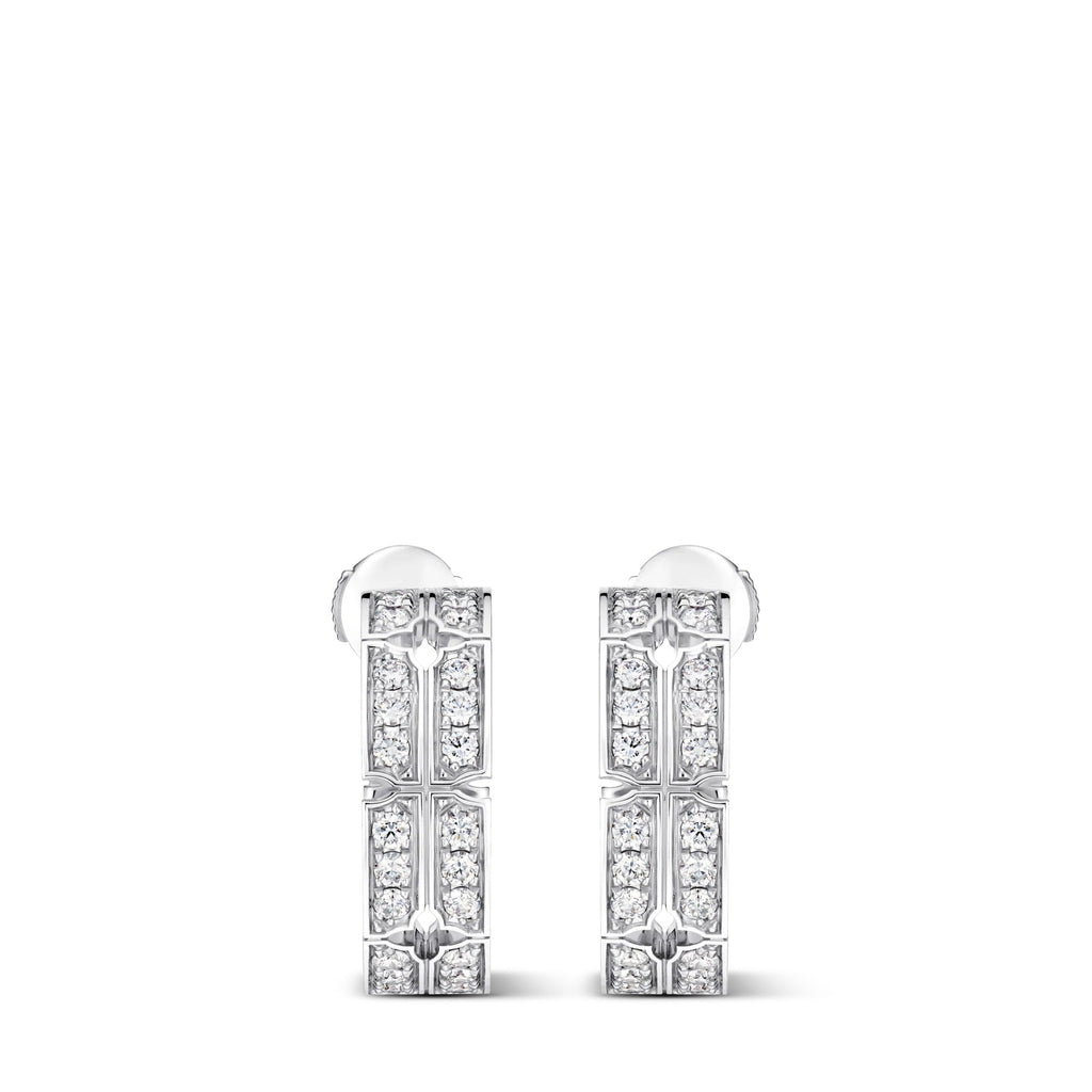 Tumbler Large Earrings, White Gold and Diamonds