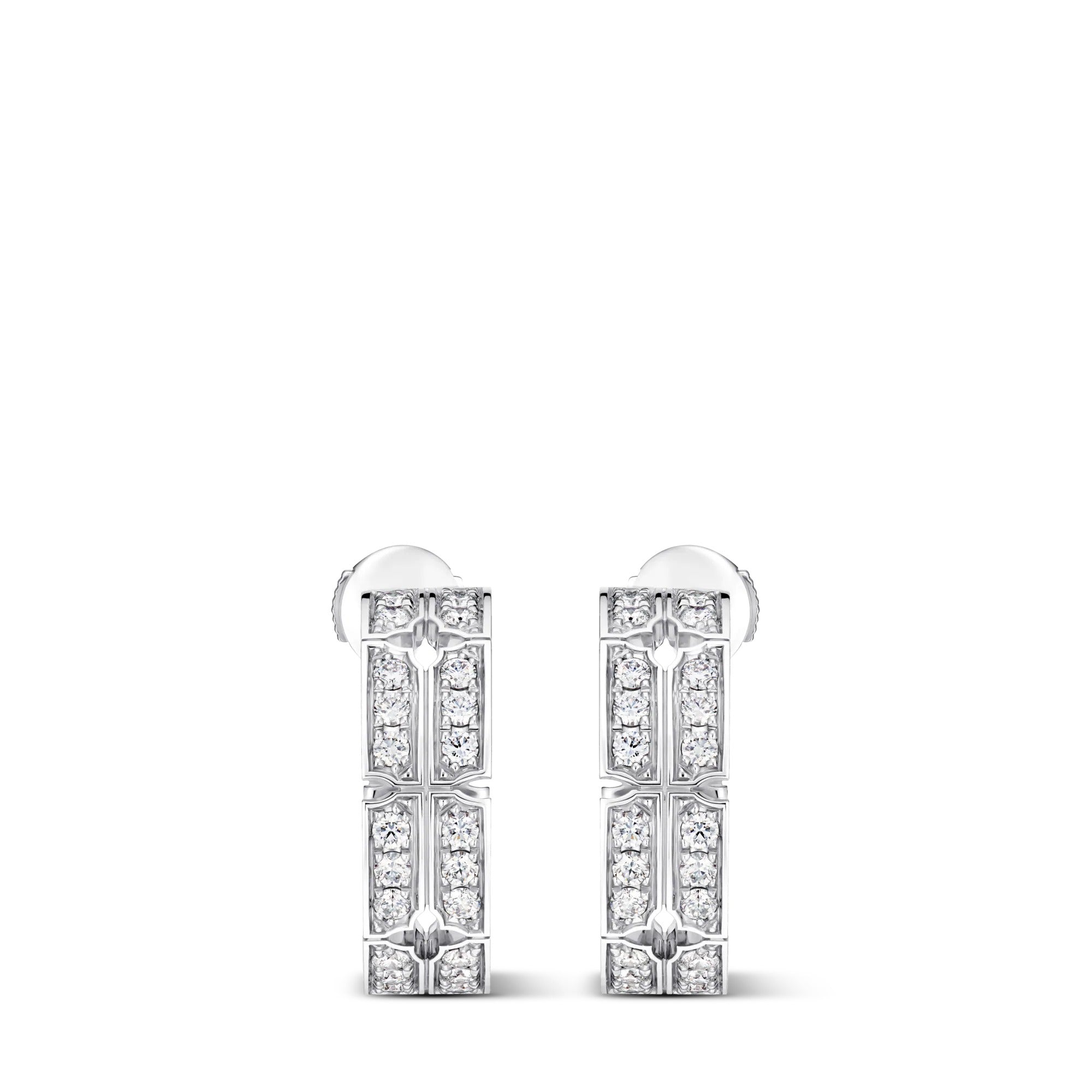 Tumbler Large Earrings, White Gold and Diamonds