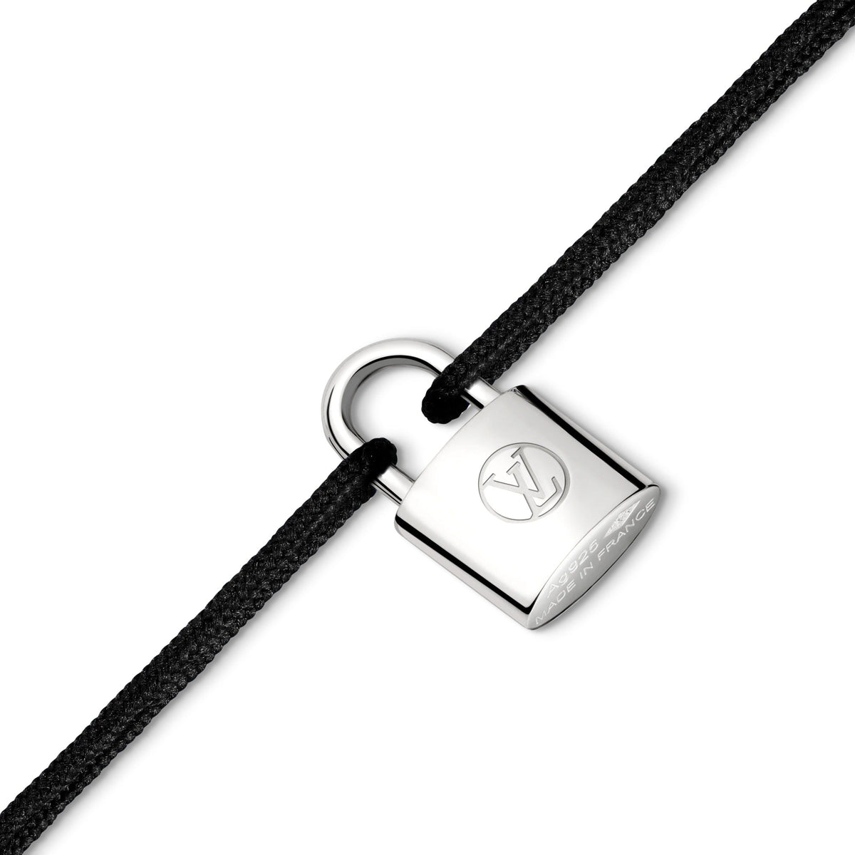 Silver Lockit Bracelet, Sterling Silver and Black Polyester Cord