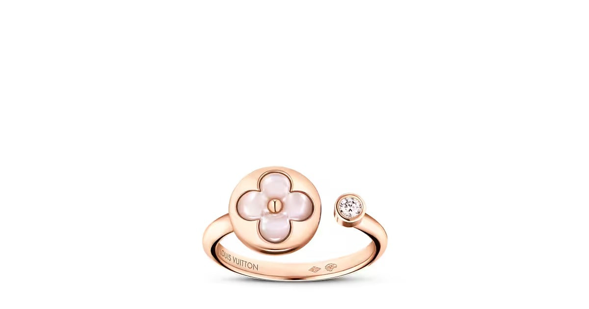 Color Blossom Mini Sun Ring, Pink Gold, Pink Mother-of-Pearl and Diamond