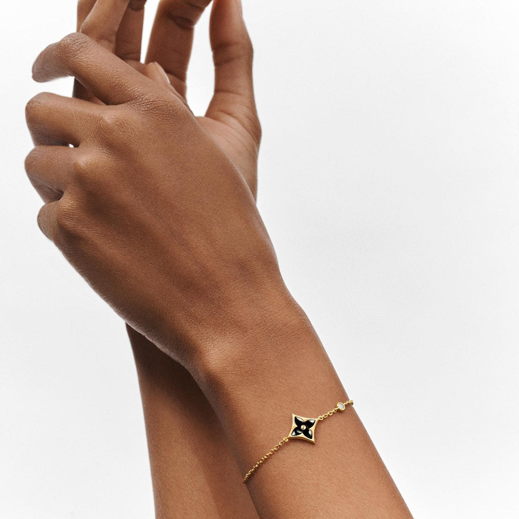 Color Blossom Bb Star Bracelet, Yellow Gold, Onyx And Diamond