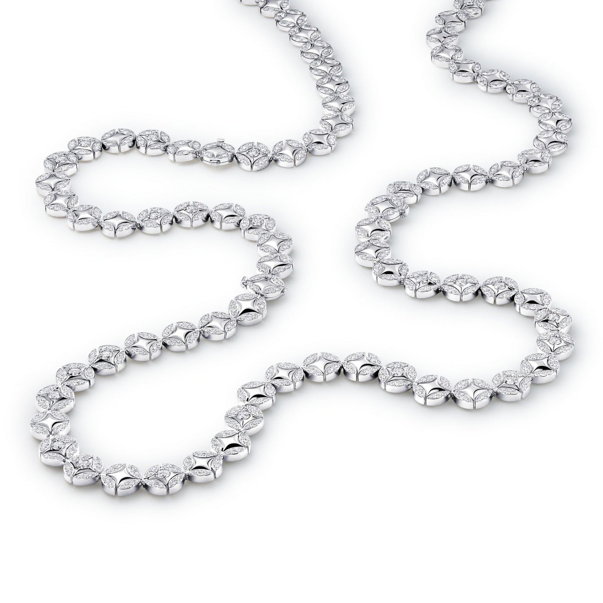 Galaxie Long Necklace, White Gold and Diamonds