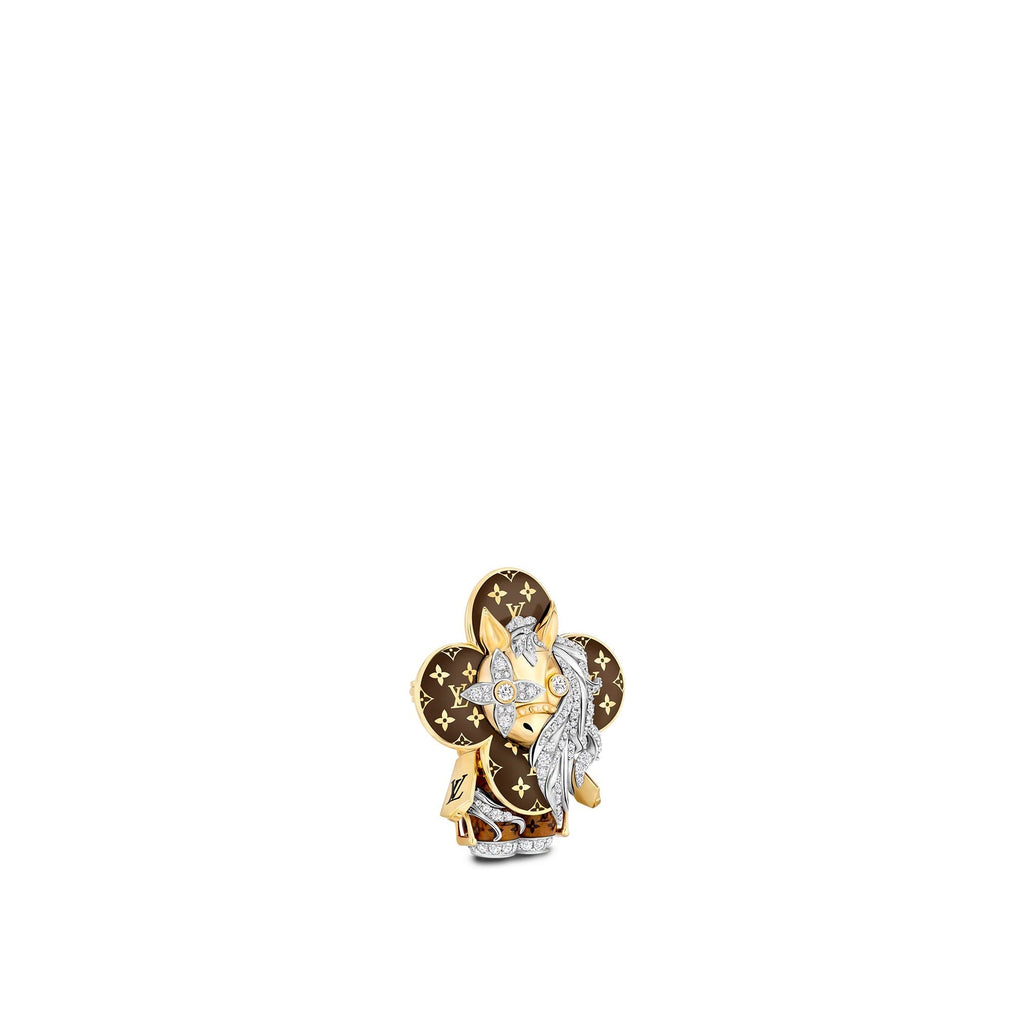 Vivienne Horse Pendant, Yellow Gold, White Gold, Lacquer & Diamonds