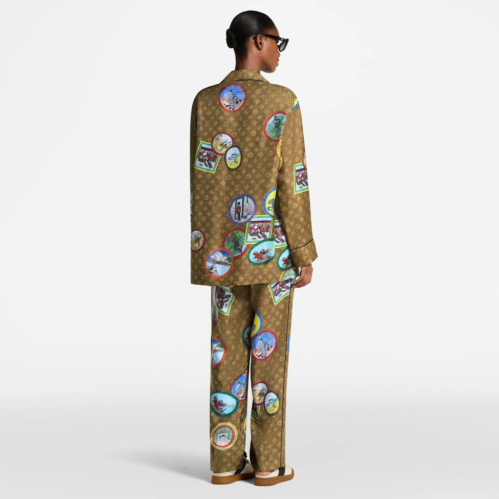 Monogram Cat Stamp Pajama Pants