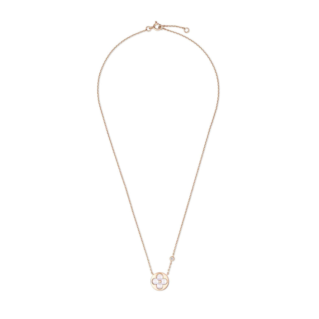 Color Blossom BB Sun Pendant, Pink Gold, White Mother-of-Pearl and Diamond